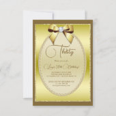 エレガントなゴールドジュエリーの弓の誕生日 招待状 (正面)