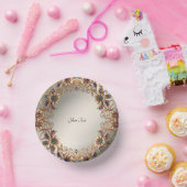 エレガントなゴールドジュエルフラワー ペーパーボウル (パーティー)