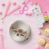 エレガントなゴールドジュエルフラワー ペーパーボウル (パーティー)