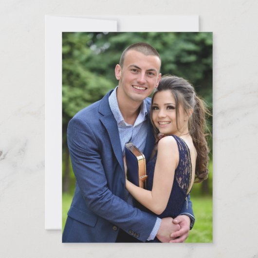 エレガントなゴールドスクリプトのMr. and Mrs.写真付き赤い結婚式 招待状 (裏面)