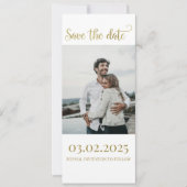 エレガントなゴールドスクリプトのSave the Date（写真付き） 招待状 (正面)