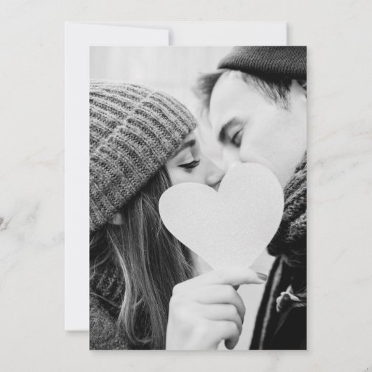 エレガントなゴールドスクリプトグリーンの葉の写真ウェディング 招待状 (裏面)