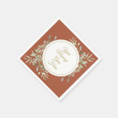 エレガントなゴールドスクリプトグリーンテラコッタ スタンダードカクテルナプキン (角)