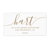 エレガントなゴールドスクリプトファミリー住所 ラベル (正面)