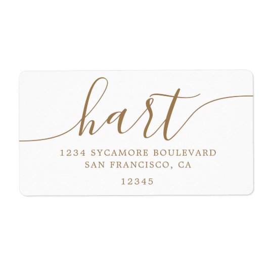 エレガントなゴールドスクリプトファミリー住所 ラベル (正面)