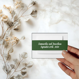 エレガントなゴールドスクリプトフレーム（緑の背景） 招待状ベリーバンド