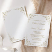 エレガントなゴールドスクリプトボタニカルフレームウェディング 招待状