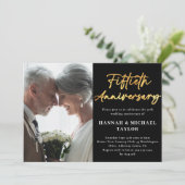 エレガントなゴールドスクリプト写真 50周年結婚記念日 招待状 (スタンド正面)