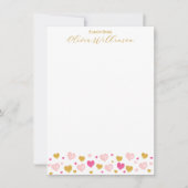 エレガントなゴールドスクリプト名| 水彩ハート ノートカード (正面)