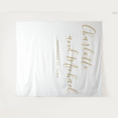 エレガントなゴールドスクリプト ウェディング フォトブース バックドロップ タペストリー (正面(横))