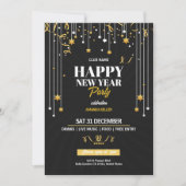 エレガントなゴールドスター新年のパーティー招待状 招待状 (正面)
