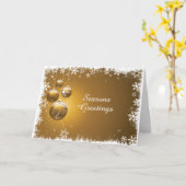 エレガントなゴールドスノーフレーククリスマスグリーティングカード カード (黄色い花)