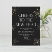 エレガントなゴールドスパークラーが煌くニューイヤーズイブパーティー 招待状 (スタンド正面)