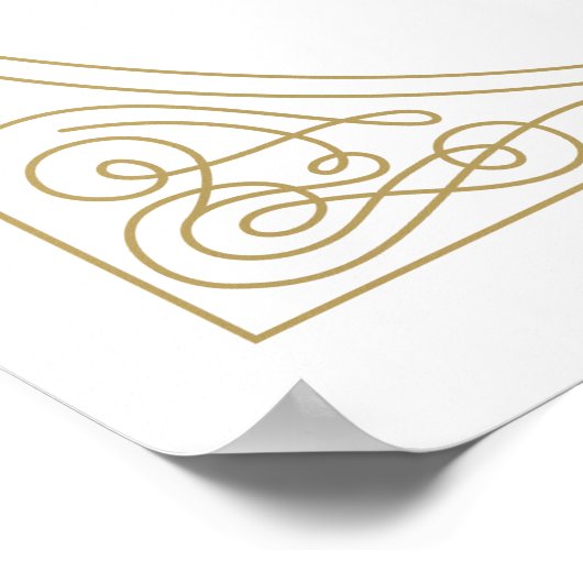 エレガントなゴールドスワール  お別れの会 ウェルカムサイン - 24 x 36 ポスター (角)