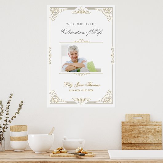 エレガントなゴールドスワール  お別れの会 ウェルカムサイン - 24 x 36 ポスター (キッチン)