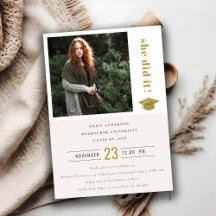 エレガントなゴールドタイポグラフィー卒業帽の写真