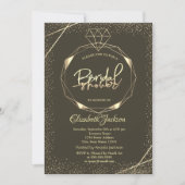 エレガントなゴールドダイヤモンドのコンフェッティ ブライダルシャワー 招待状 (正面)