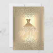 エレガントなゴールドダイヤモンドのドレス ブライズシャワー 招待状 (裏面)
