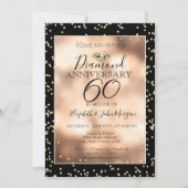 エレガントなゴールドダイヤモンド、コンフェッティ ウェディング アニバーサリー 招待状 (正面)