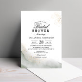 エレガントなゴールドダストとサググリーンのブライダルシャワー 招待状