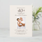 エレガントなゴールドダマスク 40周年結婚記念日写真 招待状 (スタンド正面)