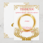 エレガントなゴールドデザインの感謝カード（白背景） サンキューカード (正面/裏面)