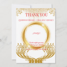 エレガントなゴールドデザインの感謝カード(白) サンキューカード