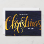 エレガントなゴールドトレンディスクリプトホリデーパーティー 招待状 (正面)