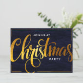 エレガントなゴールドトレンディスクリプトホリデーパーティー 招待状 (スタンド正面)