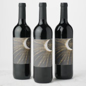 エレガントなゴールドドゥードル太陽と月マンダラデザイン ワインラベル (ボトル)