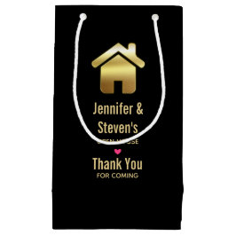 エレガントなゴールドハウスシンボル 新築祝い感謝 スモールペーパーバッグ