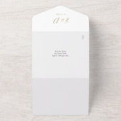 エレガントなゴールドハーツスクリプトQRコードウェディング オールインワン招待状 (外側)