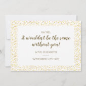 エレガントなゴールドハートのブライズメイド、オブザデイ 招待状 (裏面)