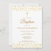 エレガントなゴールドハートの洗礼・命名式 招待状 (正面)