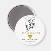 エレガントなゴールドハートの結婚式お知らせ マグネット (正面/裏面)