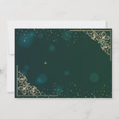 エレガントなゴールドハートフレーム 緑のウェディング RSVP 招待状 (裏面)