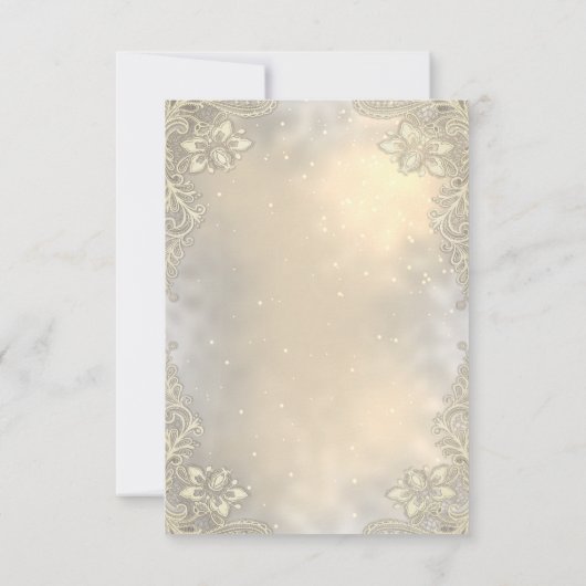 エレガントなゴールドハートレースのウェディングレセプション 招待状 (裏面)