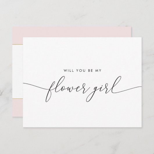 エレガントなゴールドハート　あなたは私のフラワーガールになってくれる？ インビテーションポストカード (正面/裏面)