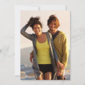 エレガントなゴールドハート ダスティーブルー スクリプト フォト ウェディング 招待状 (裏面)