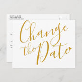 エレガントなゴールドハート 延期のお知らせ 案内ポストカード (正面/裏面)