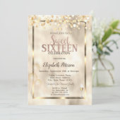エレガントなゴールドバルーン フレーム スイート16 招待状 (スタンド正面)