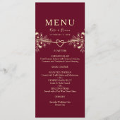 エレガントなゴールドバーガンディの結婚式メニューカード メニュー (正面)
