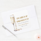 エレガントなゴールドパールとプロセッコのブライズシャワー スクエアシール (封筒)