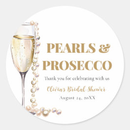 エレガントなゴールドパールとプロセッコのブライズシャワー ラウンドシール