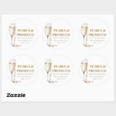 エレガントなゴールドパールとプロセッコのブライズシャワー ラウンドシール (シート)