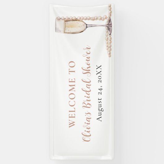 エレガントなゴールドパールとプロセッコのブライズシャワー 横断幕 (縦)