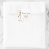 エレガントなゴールドパールとプロセッコのブライダルシャワーステッカー スクエアシール (バッグ)