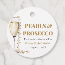 エレガントなゴールドパールとプロセッコのブライダルシャワーフェイバータグ フェイバータグ