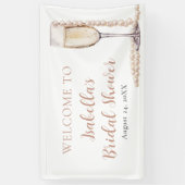 エレガントなゴールドパールとプロセッコの結婚前お祝い 横断幕 (縦)