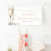 エレガントなゴールドパールとプロセッコの結婚前お祝い 横断幕 (インサイチュ)